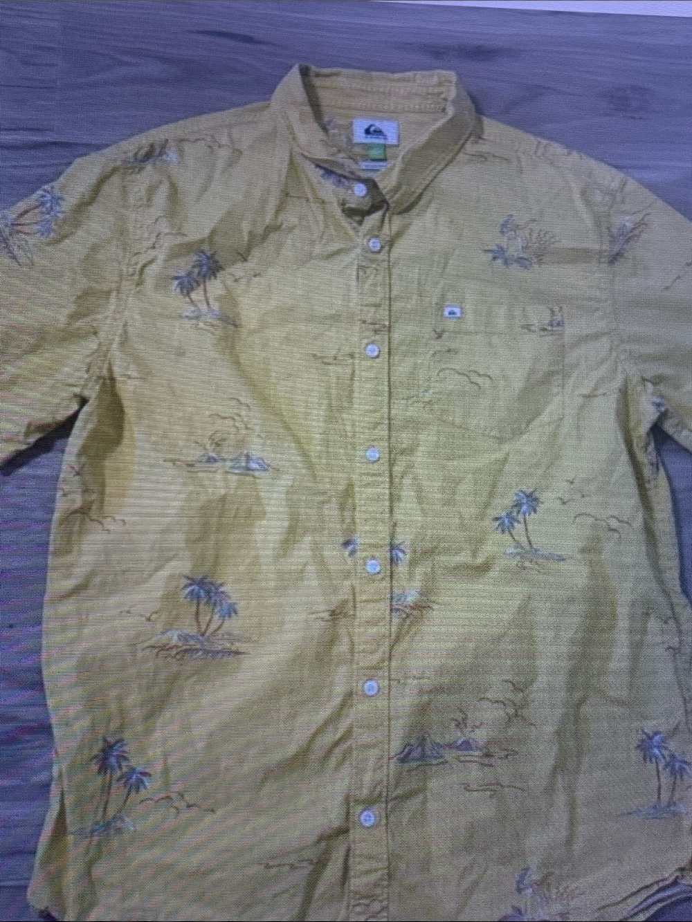Quiksilver Men’s Mustard Yellow Tropical Button-Up Shirt Jacket